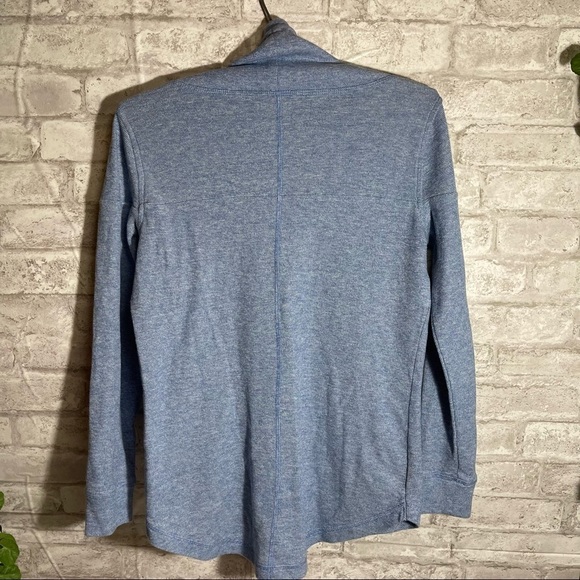 T BY TALBOTS Pullover Sz S Petite Blue Textured Cowl - Picture 3 of 9